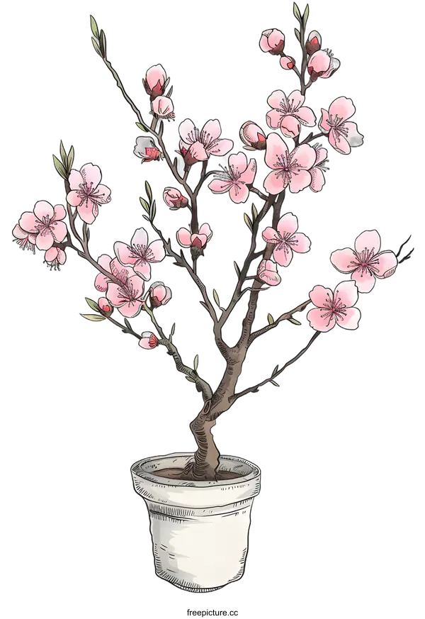 [Transparent Background PNG]Pink Flower Tree Illustration