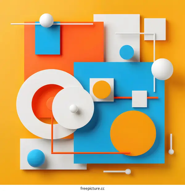 Abstract Geometric Shapes Background With Orange, Blue And White Colors