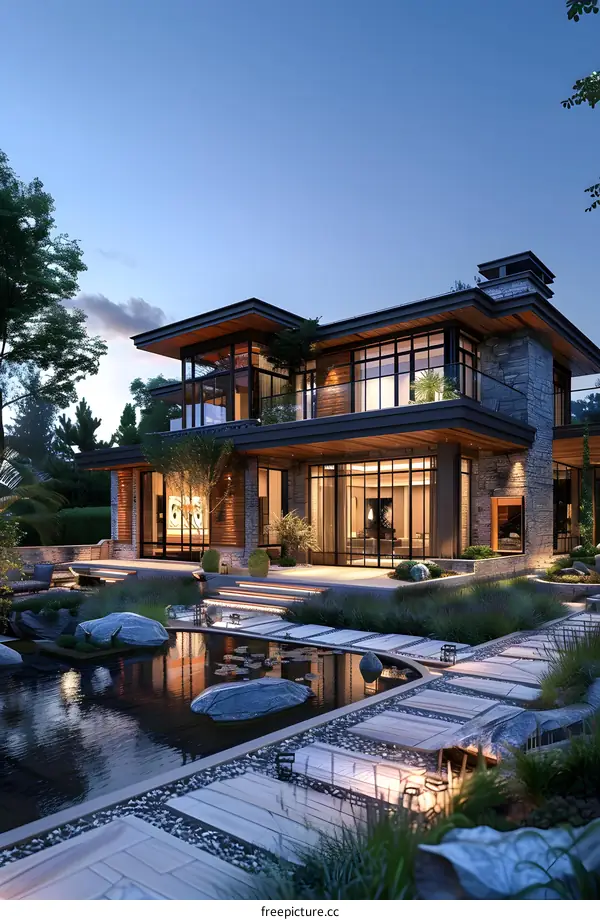 A modern house with a beautiful landscape