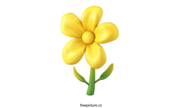 [Transparent Background PNG]Adorable 3D Yellow Flower Illustration with a White Background
