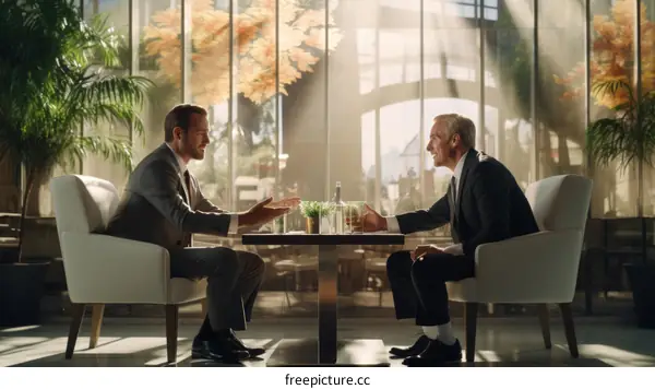 Confident Business Professionals Meeting in Modern Office