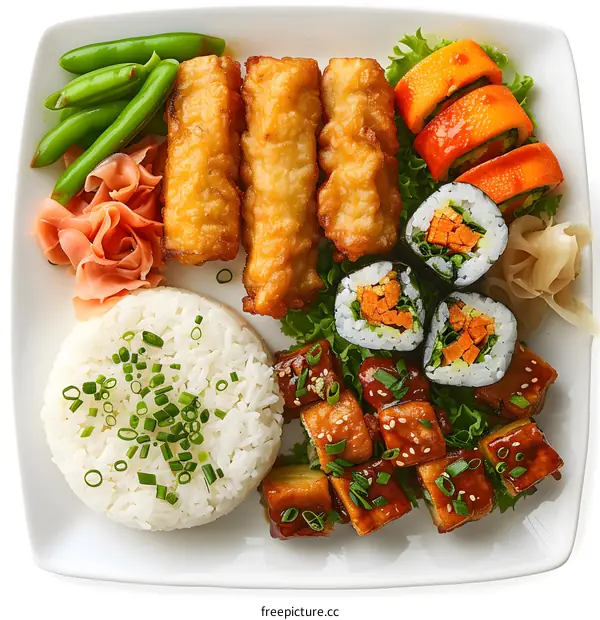 Plate with delicious sushi set
