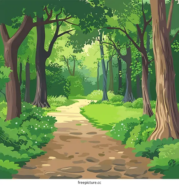 Green Forest Pathway Illustration