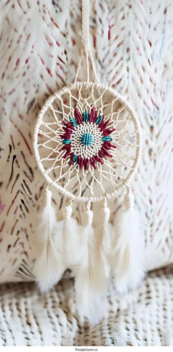 Handmade Dreamcatcher with White Feathers