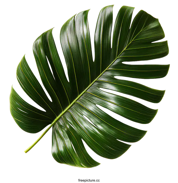[Transparent Background PNG]Closeup of a Monstera Leaf against White Background