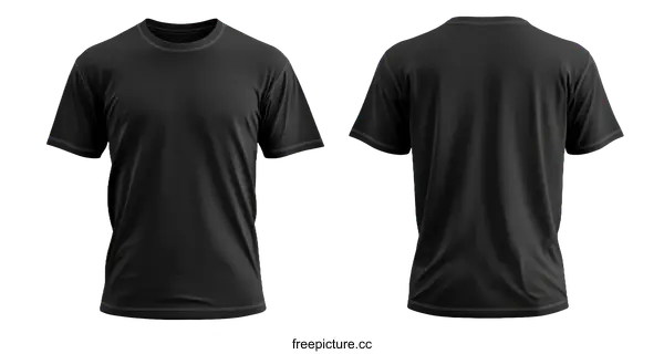 [Transparent Background PNG]Blank Black T-shirt Mockup Front and Back