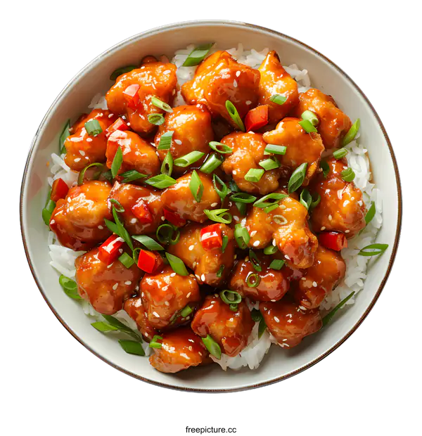 [Transparent Background PNG]Chicken with Rice and Green Onions