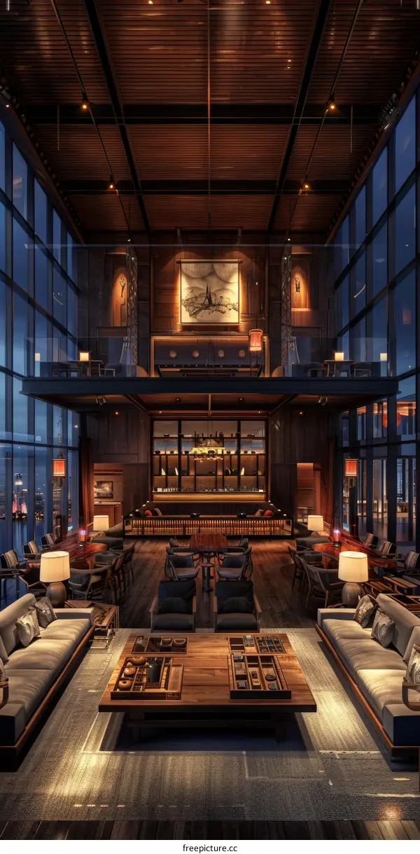 Modern Luxury Lounge with Dark Wood Accents