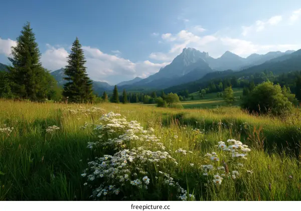 Alpine Meadow Landscape Under a Clear Sky