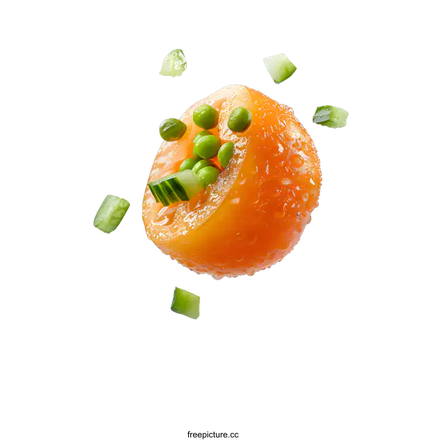 [Transparent Background PNG]Fresh Tomato with Cucumber and Peas