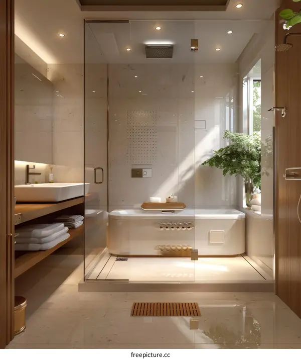 Modern Luxury Bathroom Design with Bathtub and Shower