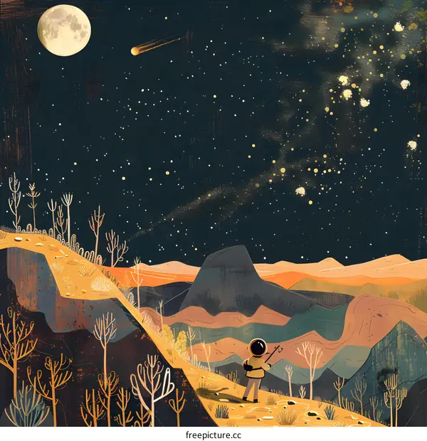 Astronaut Under a Starry Sky