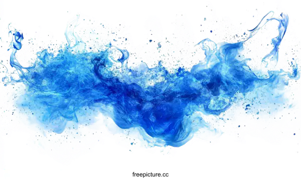 [Transparent Background PNG]Abstract Blue Splatter Art