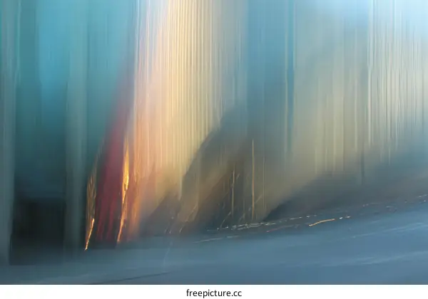 Abstract Blurred Light Trails in a Forest