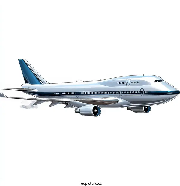 Cartoon Illustration of a Large Passenger Airplane