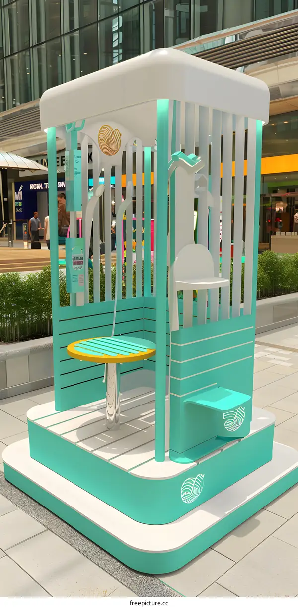 Outdoor Turquoise Structure With Table And Chairs