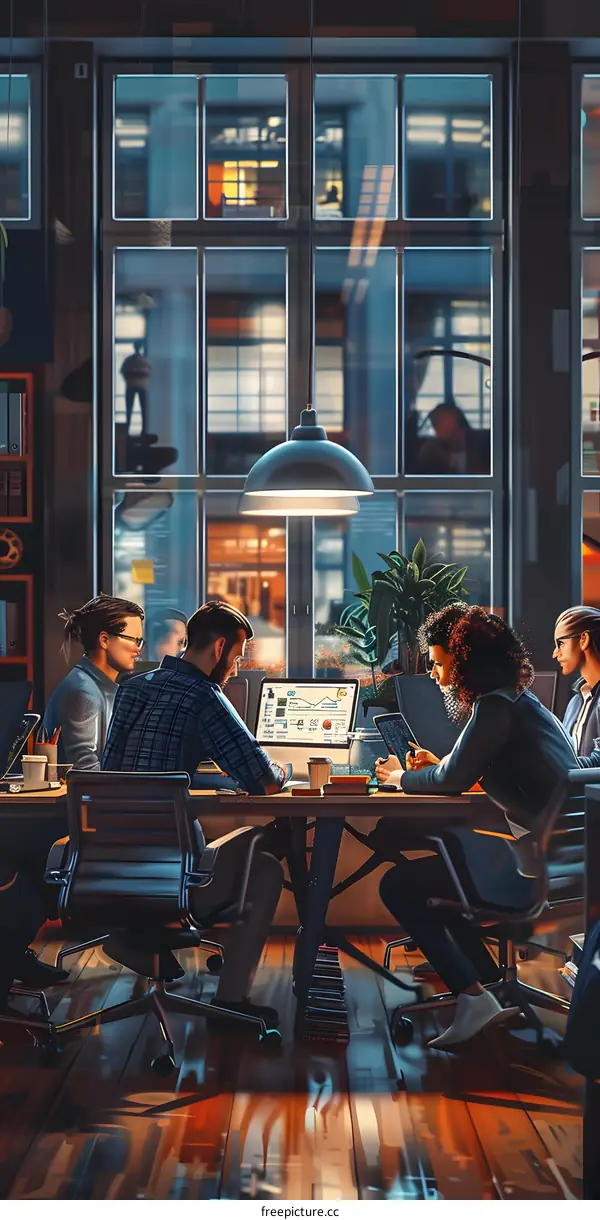 Colleagues discussing work in the office