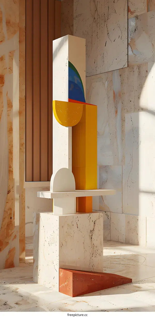 Abstract Geometric Shapes and Colors in a Modern Interior Design