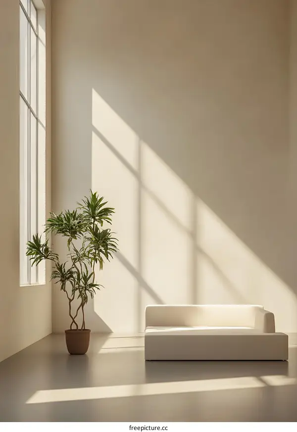 Minimalist Living Room with Sofa and Plant
