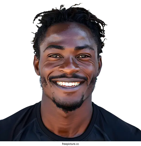 [Transparent Background PNG]Portrait of a young African-American man smiling