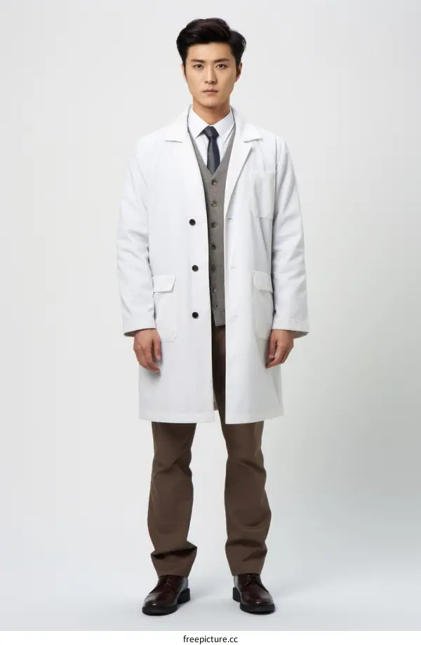 Asian young male doctor in white coat