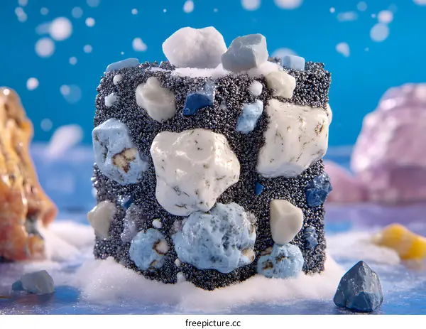 Macro Photography of White Blue and Gray Stones on a Blue Background