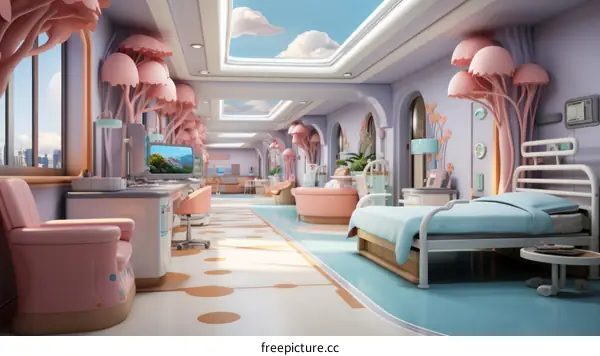 Whimsical and colorful children's hospital room