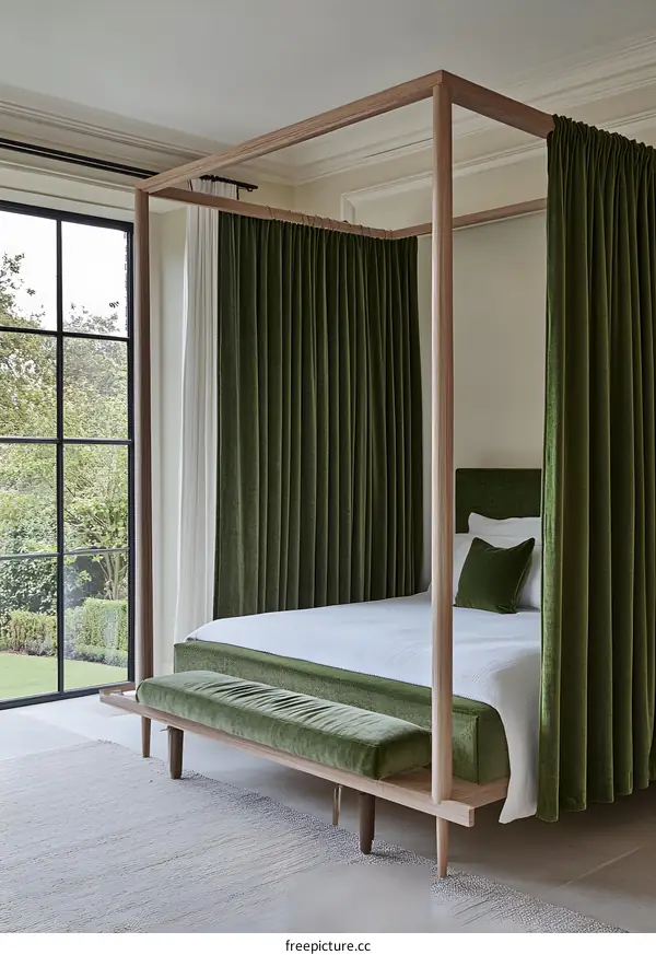 Modern Green Canopy Bed in Luxurious Bedroom