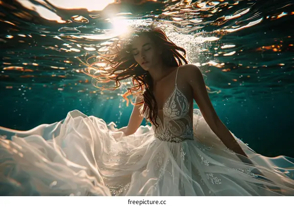 An Underwater Dream: A Bride in a White Dress