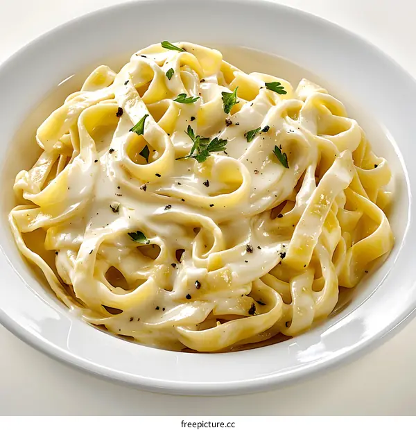 Bowl of Fettuccine Alfredo Pasta