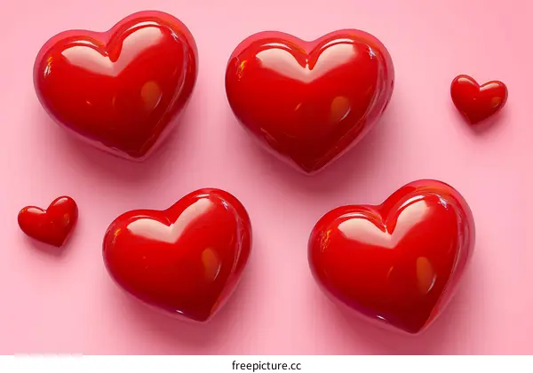 Heart Shapes on Pink Background