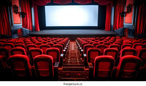Empty Red Seats In A Movie Theater