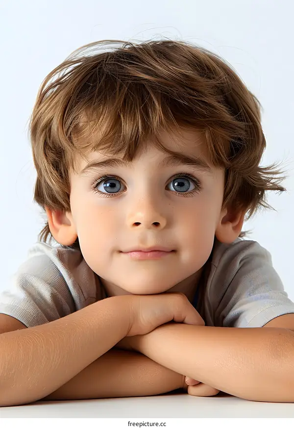Portrait of a Young Boy with Blue Eyes