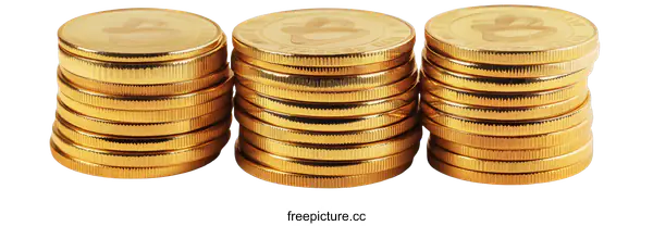 [Transparent Background PNG]Golden Coins Stacked for Financial Success