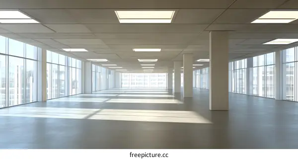 Modern Empty Office Space with Large Windows