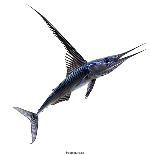 [Transparent Background PNG]A 3D illustration of a blue marlin.