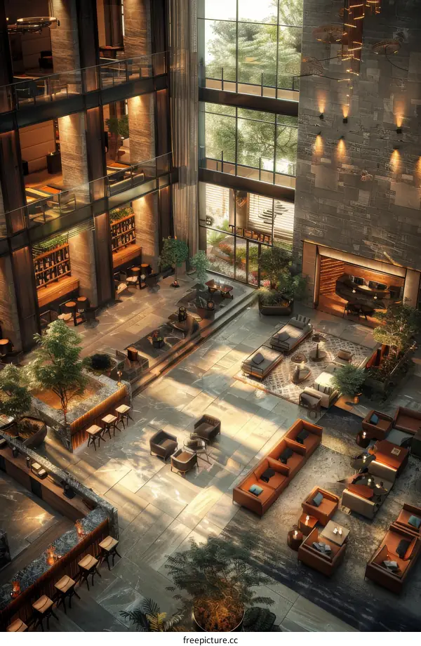 Modern Industrial Hotel Lobby Interior Design
