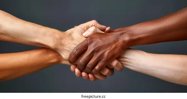 Black and white hands clasped together in solidarity