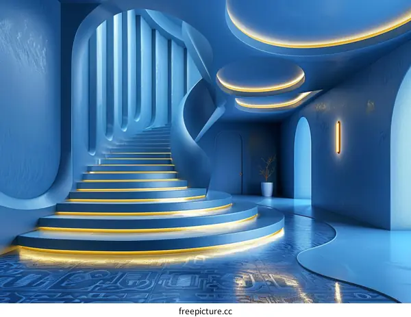 Modern Blue Staircase Interior Design