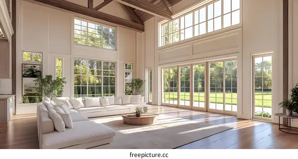 Modern Home Interior Design with Large Windows