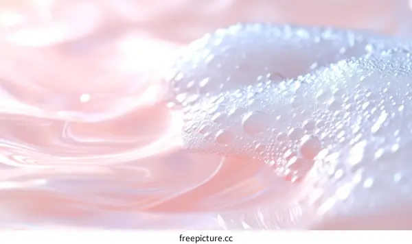 Closeup of Gentle Soap Bubbles on Water Surface