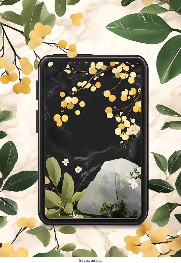 Artistic Phone Wallpaper with Floral Design