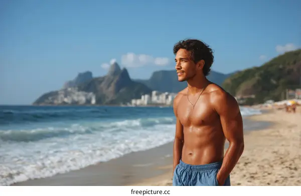 Man on a Beach in Rio de Janeiro