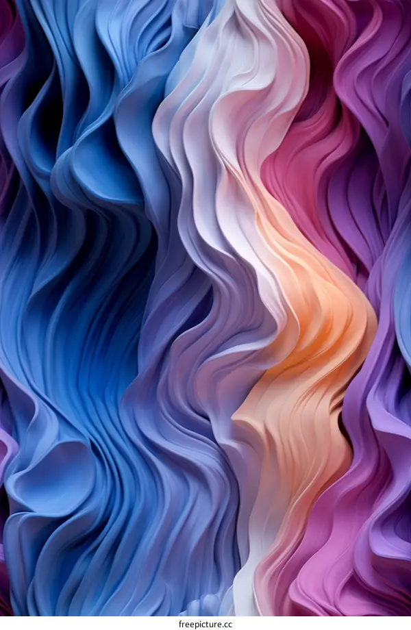 Colorful 3D rendering of a wavy pattern
