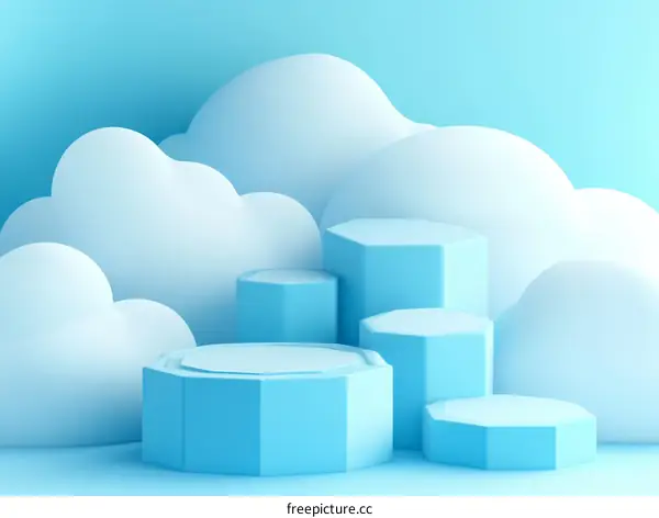 Abstract Light Blue Geometric Display Podiums