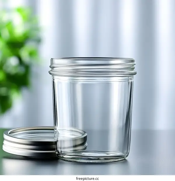 Empty Glass Jar with Lid on a Surface