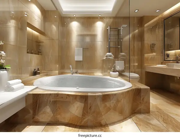 Luxury Modern Bathroom Design with Marble Tiles