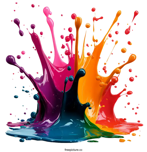 [Transparent Background PNG]Colorful Paint Splashes Abstract Art