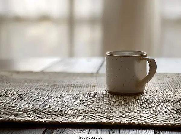 White Mug on a Woven Placemat