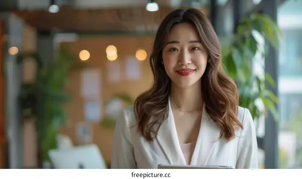 Portrait of a young Asian businesswoman standing in an office environment